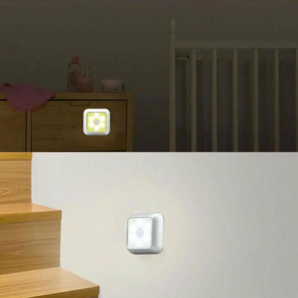 

1pc 6 Led Sensor Night Light Bedroom Cabinet Corridor Warehouse Sensor Intelligent Sensor 15s Abs Material