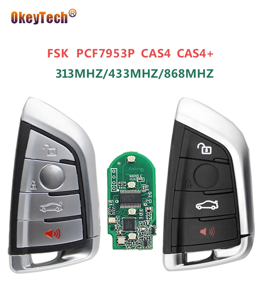 

OkeyTech 4 Buttons 315/433/868MHZ Remote Key Keyless Entry fob for BMW FSK PCF7953P CAS4 CAS4+ 5 7 Series X5 X6 2014 2015 2016