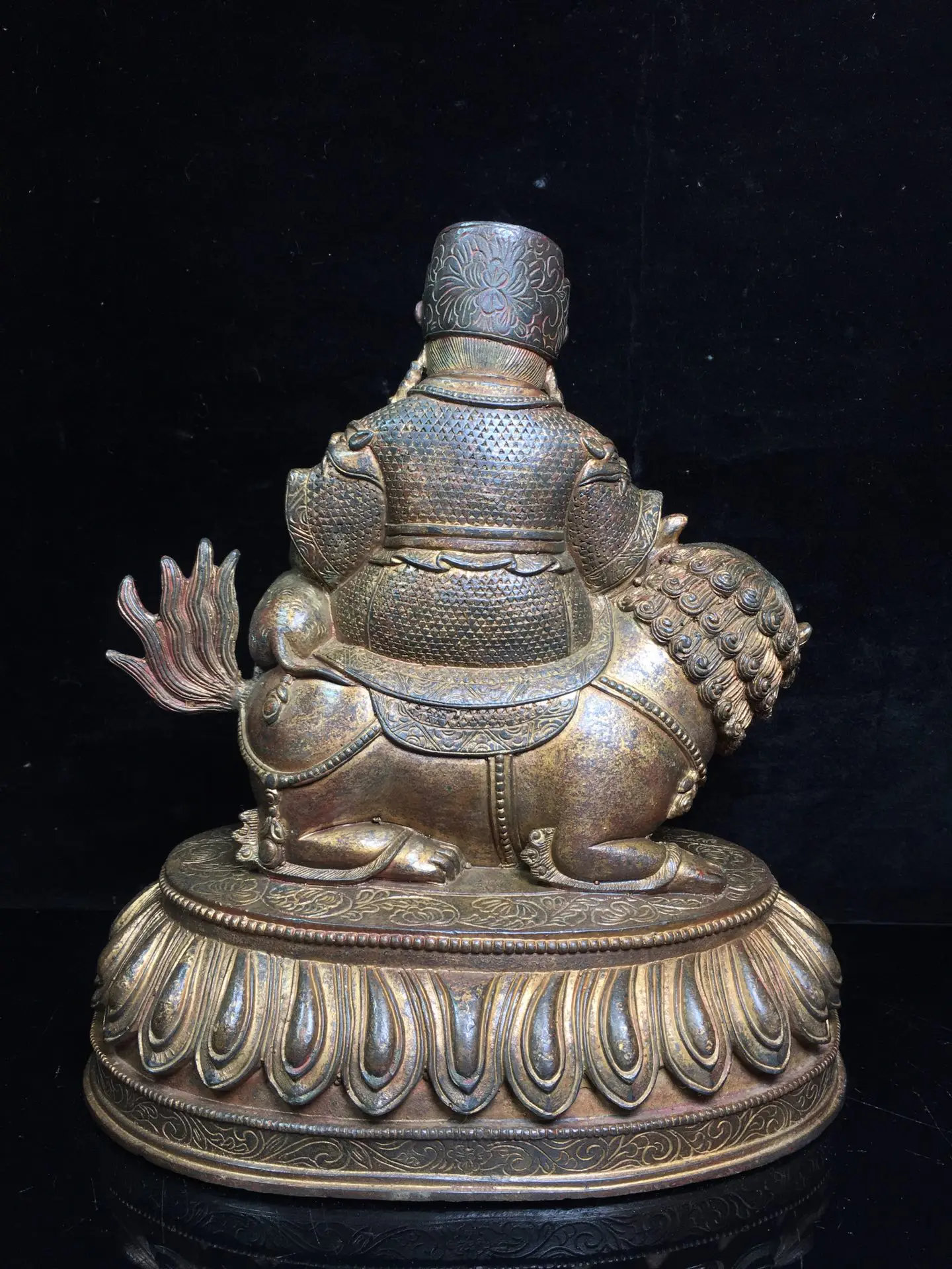 Statue de bouddha en Bronze ancien, 9 pouces, Collection du Temple du Tibet, laque cinabre du nord Wei, trésor du roi Huang Caishen, ornements