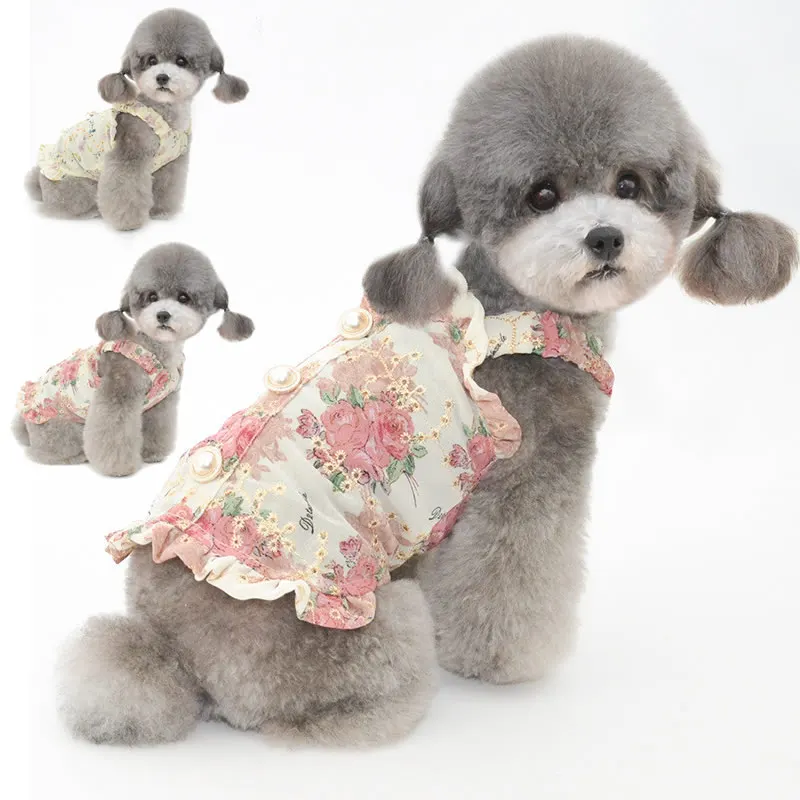 Летнее платье для кошек и собак юбка щенков одежда маленьких костюмы милая