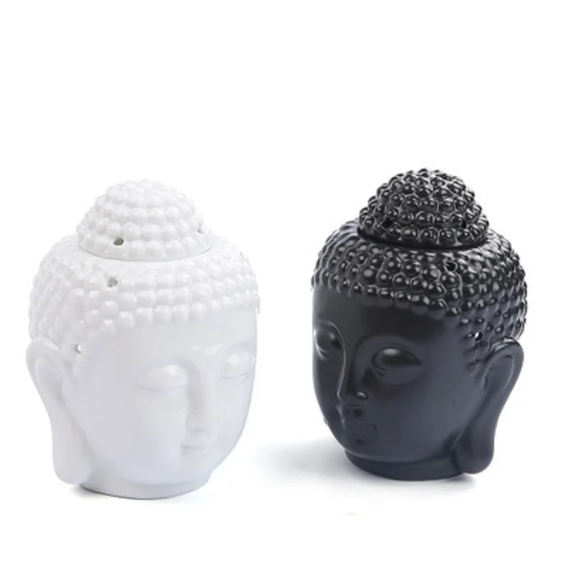 

Ceramics Buddha Head Diffuser Aromatherapy Candle Candlestick Deodorant Healing Incense Burner Decoration Yoga Room Hotel