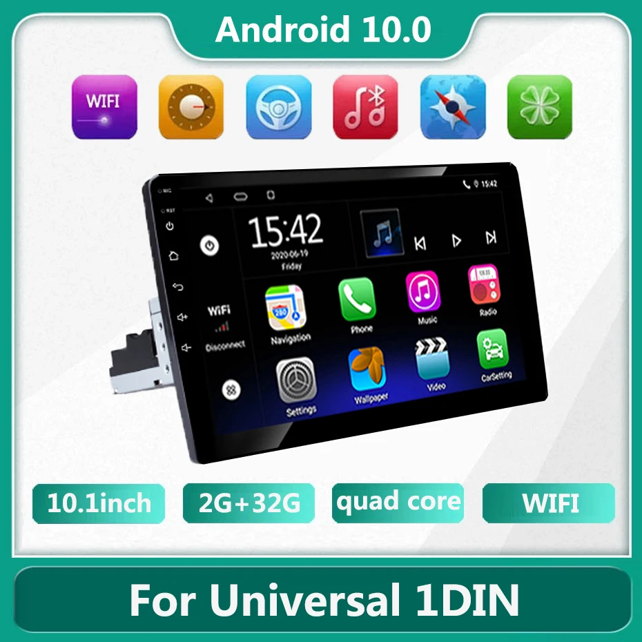 

Универсальное автомобильное радио 2 ГБ + 32 ГБ, mp5-плеер, стерео видео, 1 din, 10,1 дюйма, Mirror Link, GPS-навигация, FM, головное устройство, 2DIN, четырехъяде...