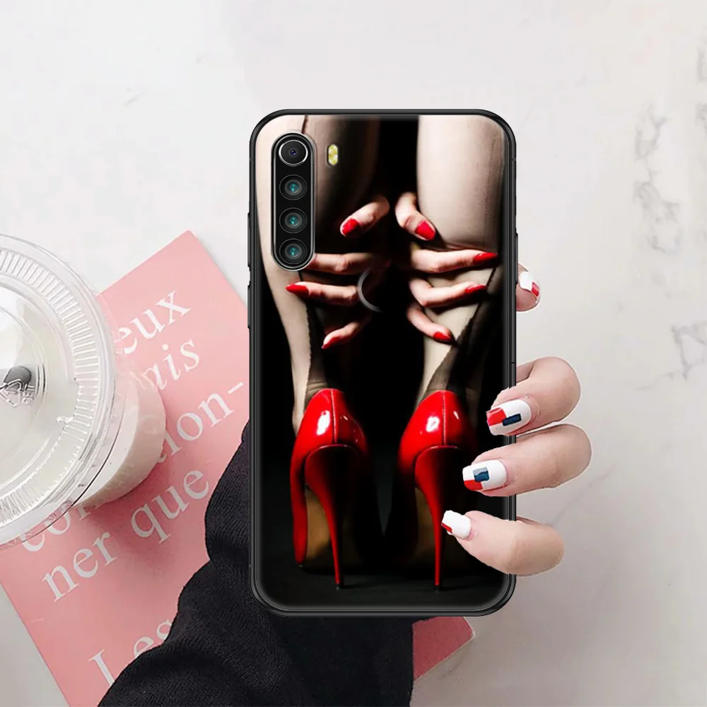Телефонный чехол Silk Stockings Sexy Girl High-Heeled Shoes для Xiaomi Redmi Note 7 8 9 10 7A 8T 9A 9T 9S 10S Pro, черный тренд, Etui TPU on.
