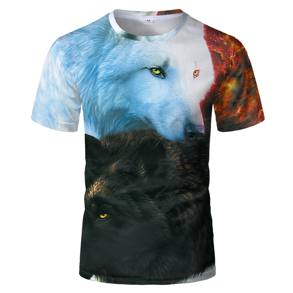 

2020Fun Men's T-shirt Cute Animal Wolf Print T shirt Popular 3D Printed black Top And Tees Summer New Men's Short Sleeve Shirt