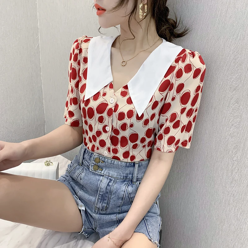 Женская летняя шифоновая рубашка с цветочным принтом | одежда