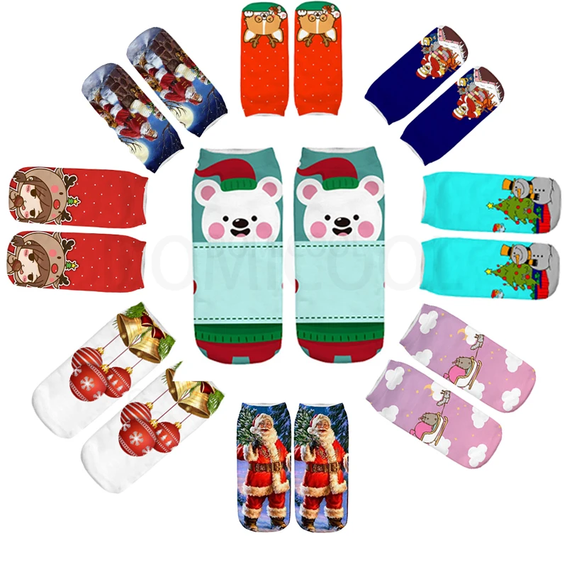 DOMICOOL/зимние хлопковые прямые рождественские носки для мужчин и женщин короткие с