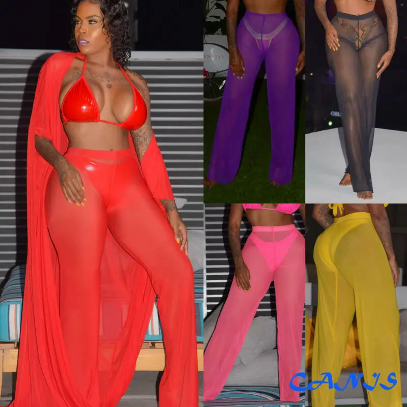 Популярные женские широкие расклешенные брюки с высокой талией длинные пляжные