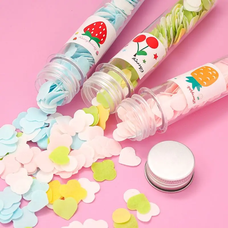 

5 Bottles Mini Soap Paper Sheet Flower Shape Disposable Scented Slice for Travel