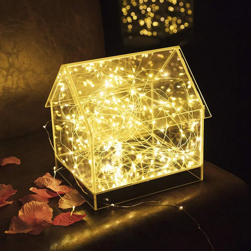 Звездный светильник гирлянда из серебряной медной проволоки водонепроницаемая