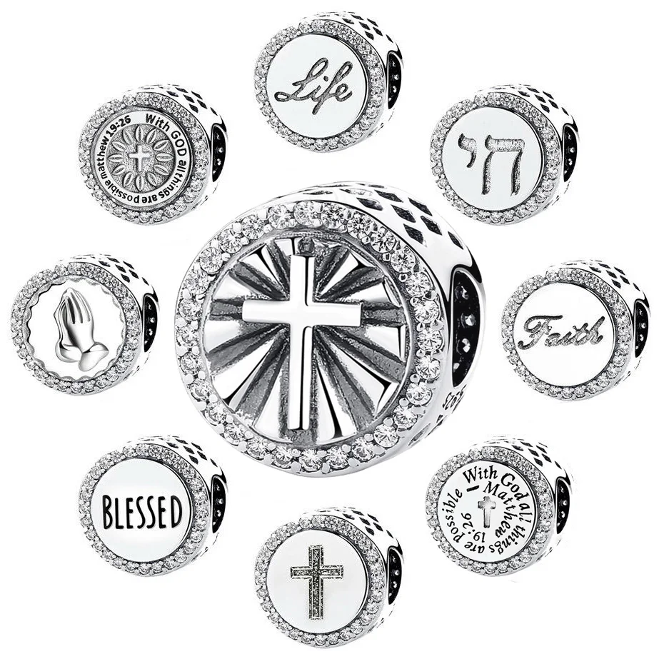 С God Allthing Possilble S925 Серебряный Шарм Подвеска из бисера для европейского Креста