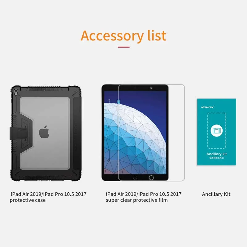 

For Apple iPad Pro 10.5 Nillkin Luxury Shockproof Bumper PU Leather Smart Sleep Tablet Flip Case For iPad Air 2019 10.5"