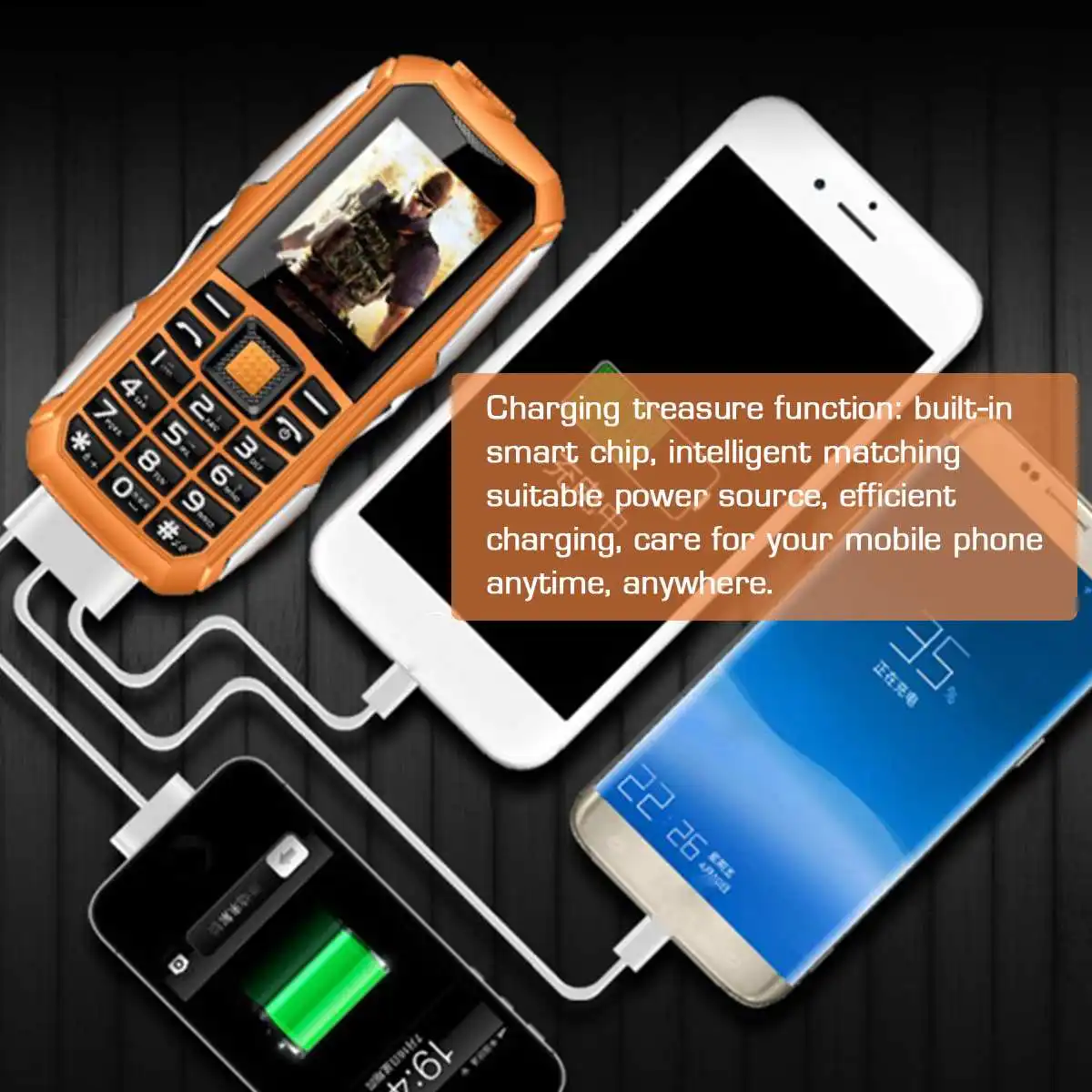 NEW Mobile Phone 1.8inch 2 SIM Card Standby Flashlight 6800mah Power Bank Music Player Video Recorder Big Voice CellPhone | Мобильные