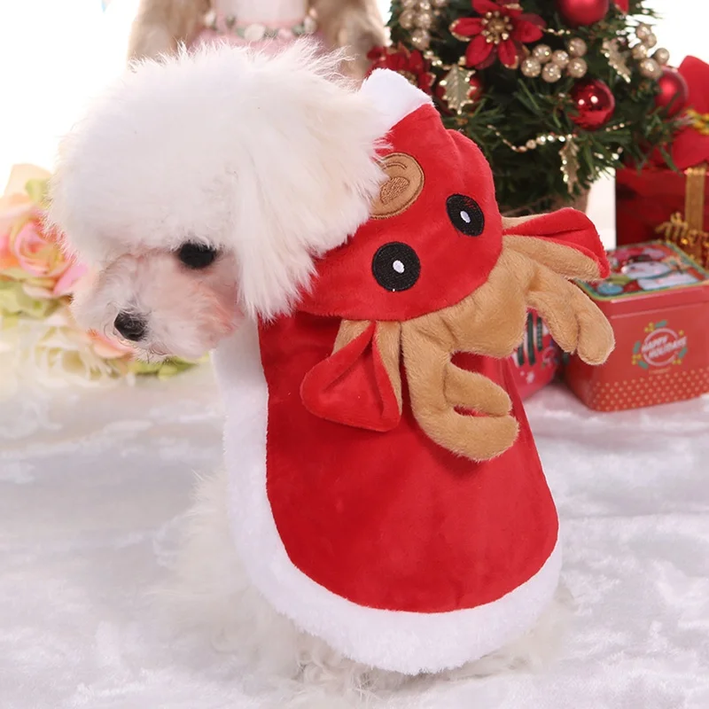 Рождественская Одежда для собак плащ лося карнавальный костюм зимнее хлопковое