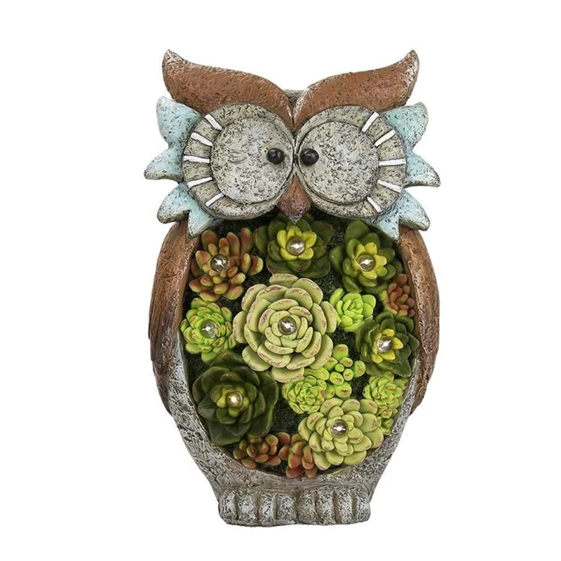 

Garden Statue Tortoise Succulent Figurine Resin Crafts Solar Powered LED Light M17D