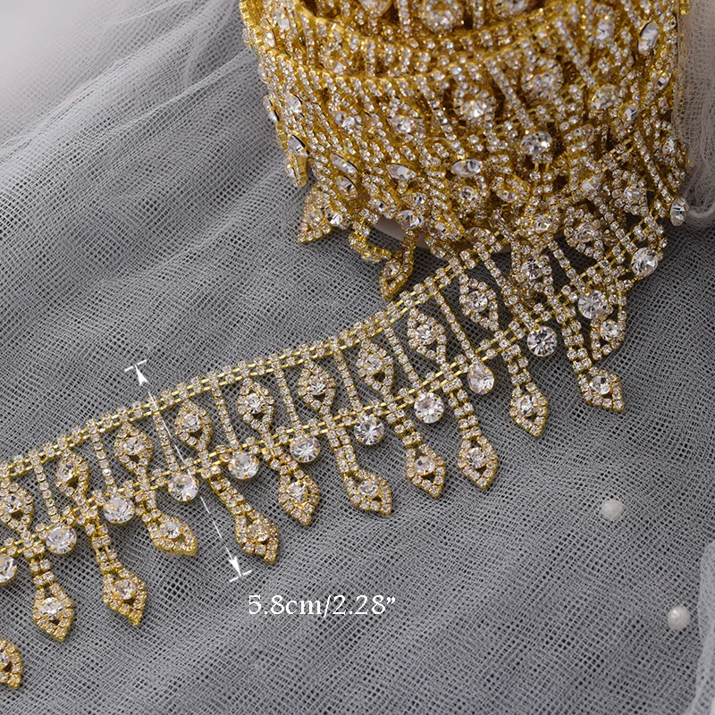 5 ярдов/партия золотая отделка аппликация ширина 8 см стразы свадебное платье