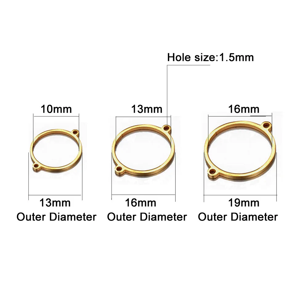 10 шт./лот круглые подвески из нержавеющей стали с двойным отверстием подходят для