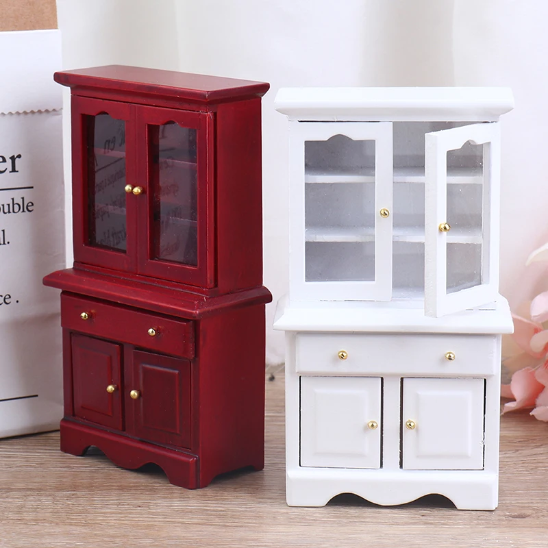 

Коллекция 1/12 года, миниатюрная мебель для кукольного домика, семейный шкаф, книжный шкаф, модель игрушки 8,1x3,8x14 см, белый/коричневый