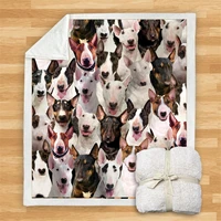 you will have a bunch of bull terriers premium fleece sherpa 3d printed fleece blanket on bed home textiles dreamlike