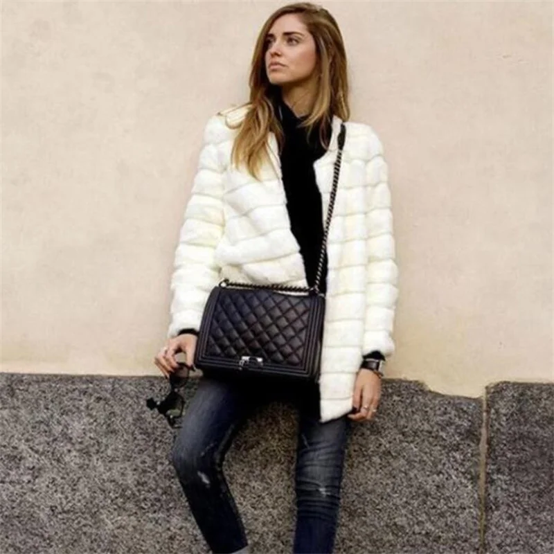 New Ladies Fur Coat Womens European And American Fashion Mid-Length Imitation Mink Jackets Thick Autumn And Winter