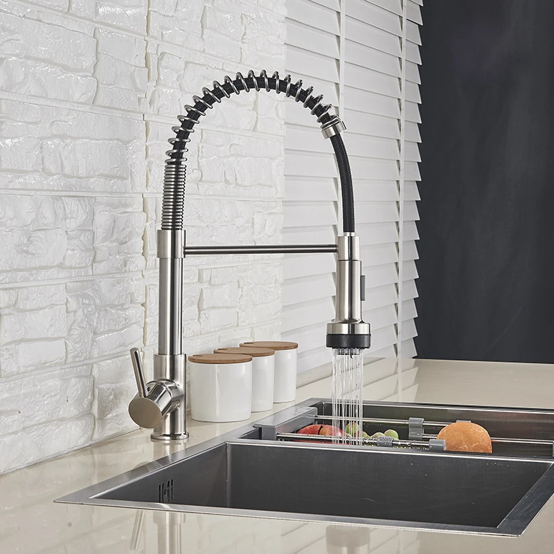 Смеситель для кухни Senlesen светодиодный кран с пружинным носиком матовый никель