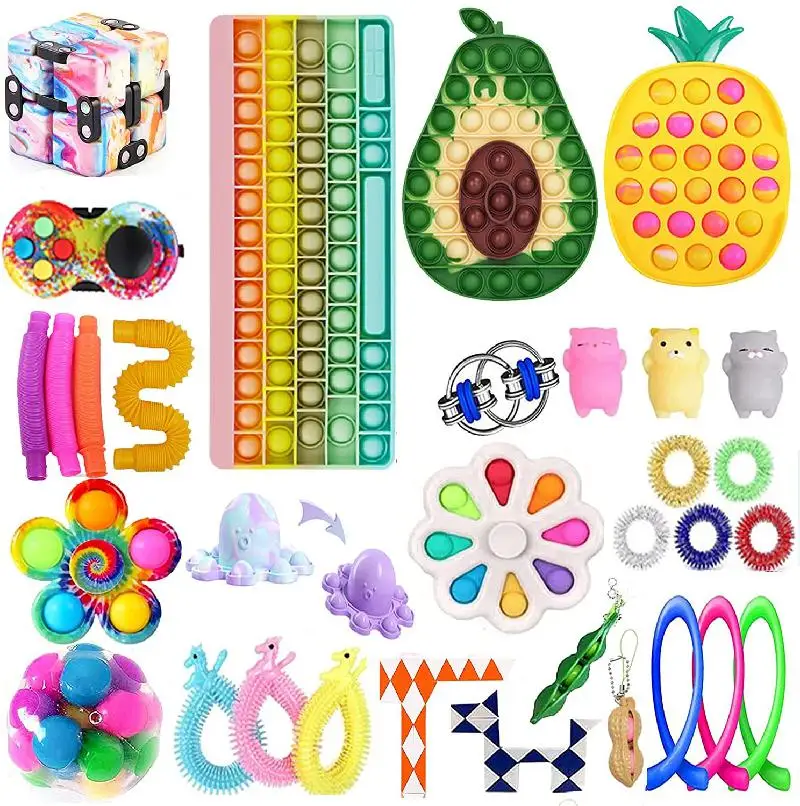 Murah 2021 Set Mainan Fidget Paket Fidget Murah Sensorik Meredakan Kecemasan Stres Untuk Anak Sederhana Lesung Pipi Mainan Fidget Mainan Anti-stres Anak-anak
