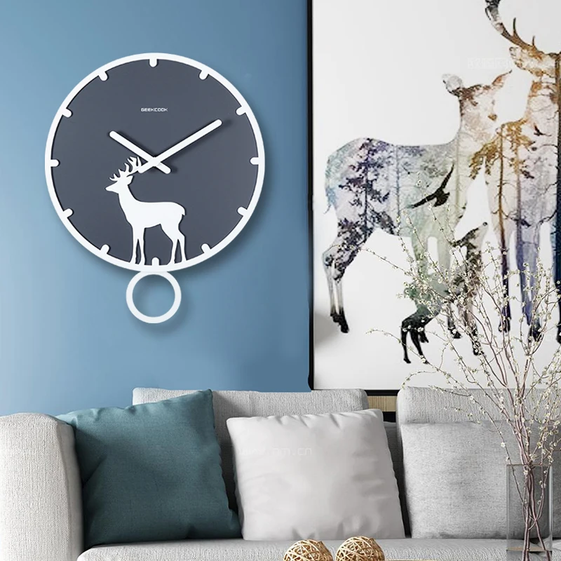 Nordic Creative Wall Clock Pendulum Wood Simple Wooden Designs Living Room Zegar Na Sciane Design YY60DC | Дом и сад