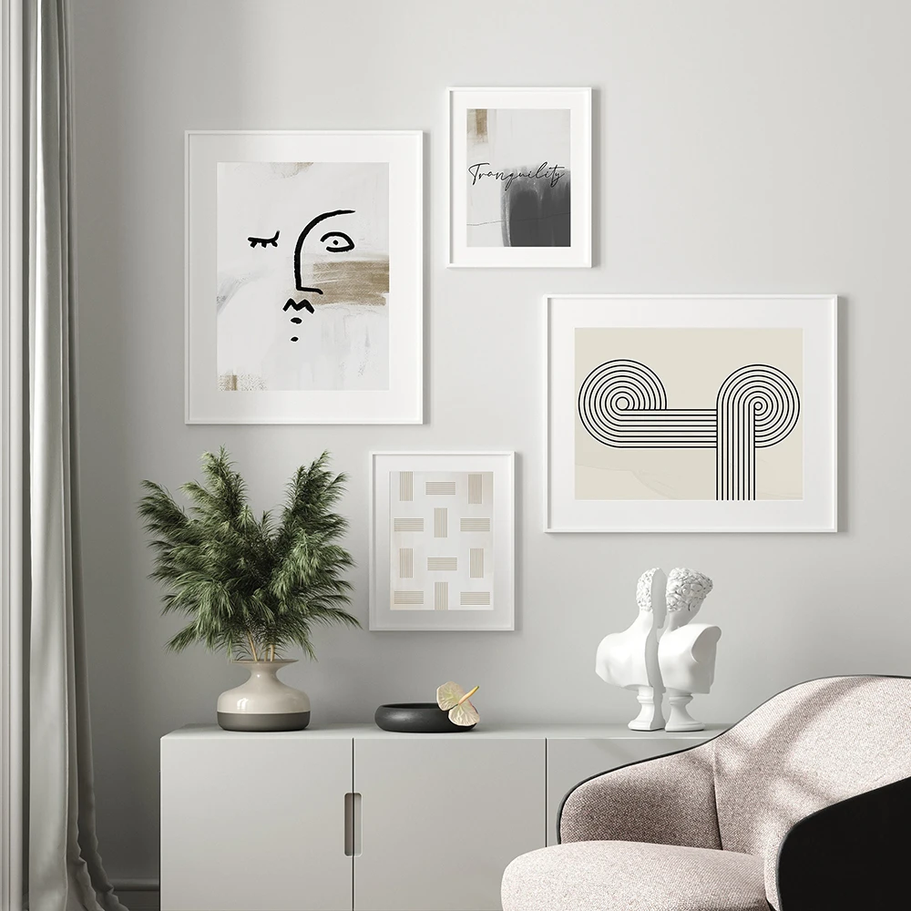 

Minimal Abstract Set Poster Nordic Face Line Art Print Neutral Quote Canvas Painting Modern Wall Picture Living Room Home Decor