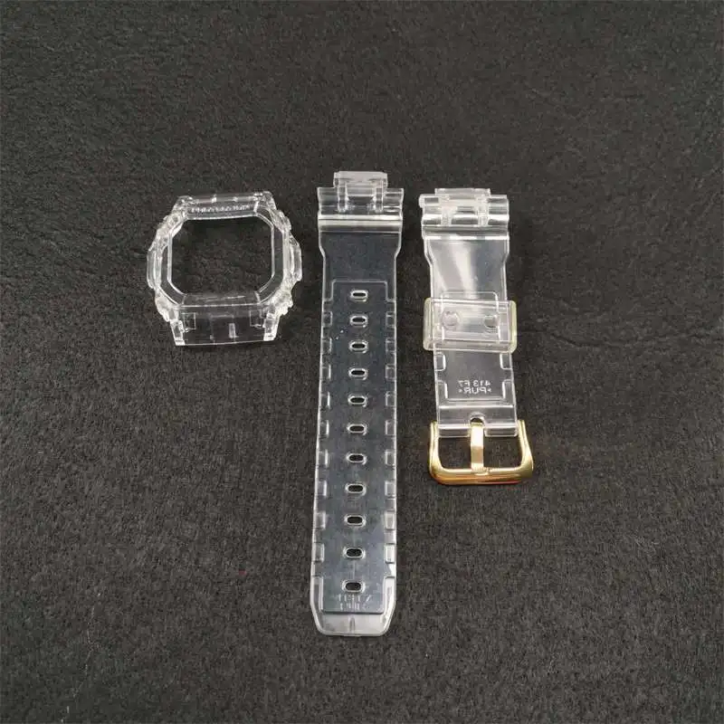 GoldColor Buckle Set Силиконовый ремешок для часов для DW5600 DW5610, резиновый ремешок, спортивные водонепроницаемые ремешки для часов, прозрачный ремешок для часов, ободок, Новинка - Цвет ремешка: GoldColor Buckle Set