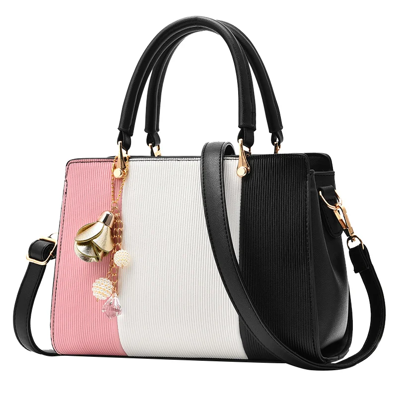 

Female handbag 2021 new fashion simple large capacity killer shoulder bag sweet contrast color portable diagonal bag