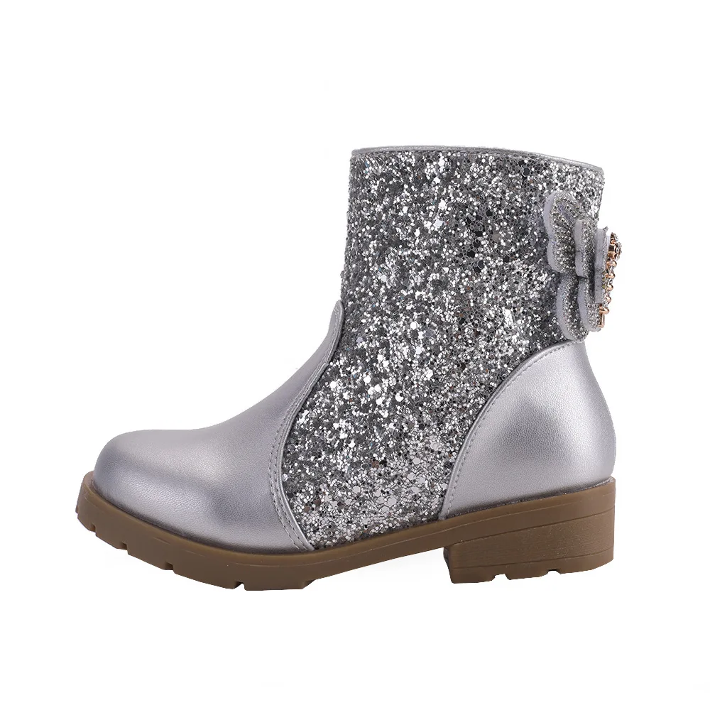 Детские Нескользящие ботинки с бантом и блестками на мягкой подошве |