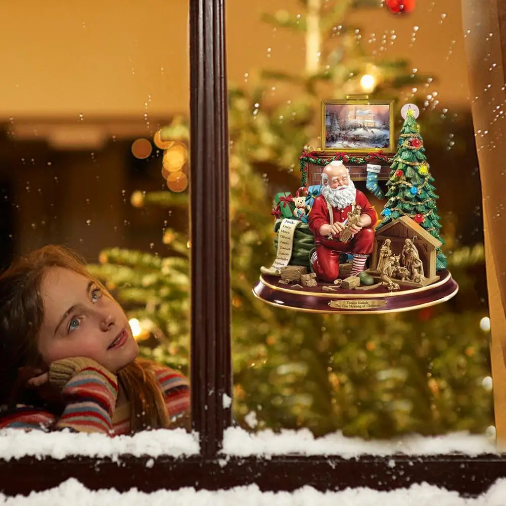 Рождественский Декор наклейка на окно стену в виде Санты рождественской елки для