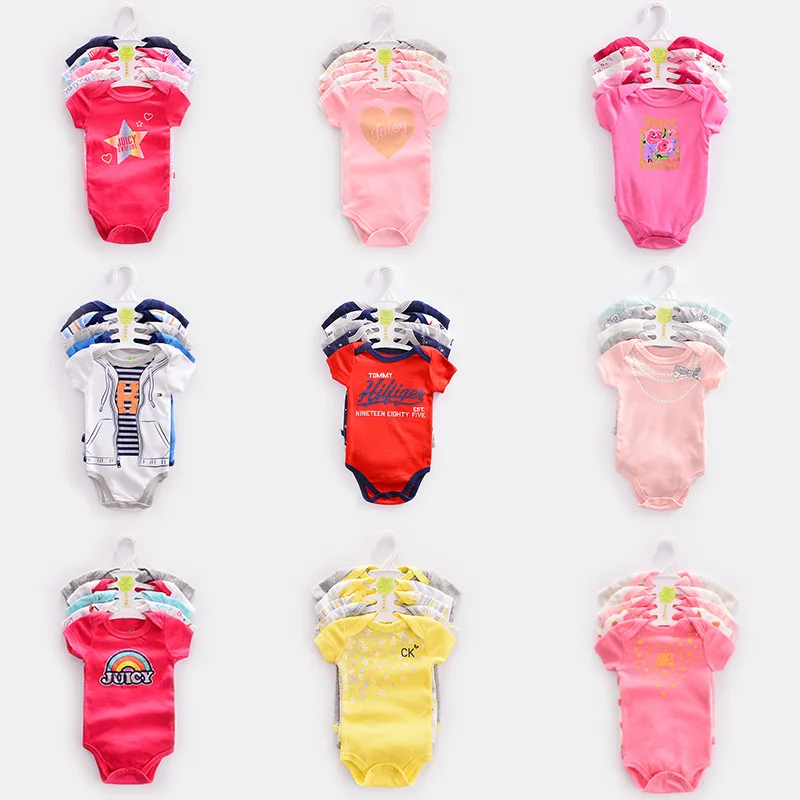 Promotion Baby Girls Boy Bodysuits 3-Pack Set Short Sleeve Clothes for 3-24M Newborn Bebe Toddlers Summer Cotton Rompers Onesies