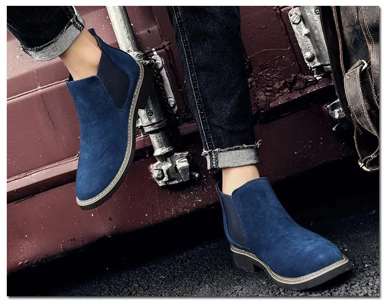 Мужские теплые ботинки; Новинка года; зимние мужские ботинки «Челси»; мужские кожаные ботильоны; мужские ботинки; обувь для улицы; обувь размера плюс