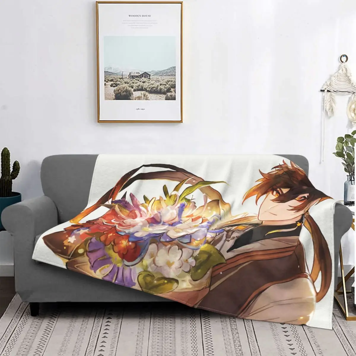 

Genshin Impact Blanket Anime Game Printed Stitch Warm Portable Coral Fleece Throw Blankets For Adult Bed Travel