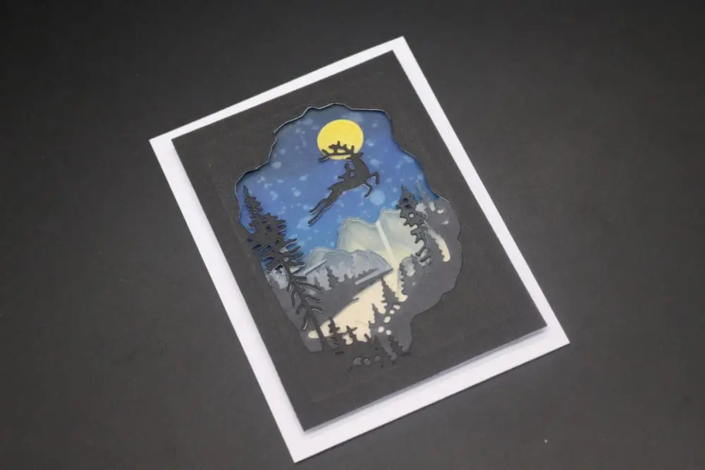 Резные штампы олень серебряный дом углеродная сталь Скрапбукинг для бумага