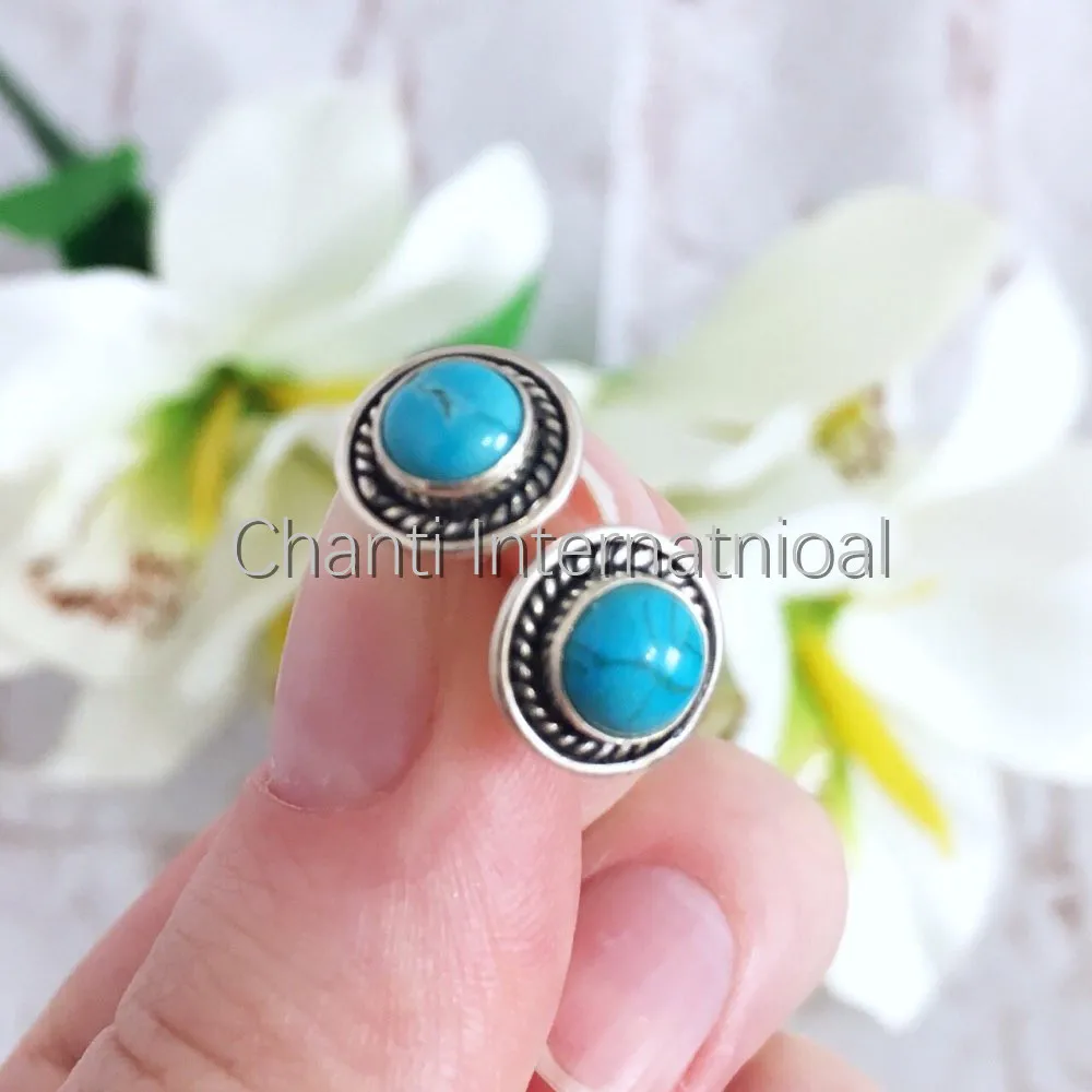 Ювелирные изделия из натурального камня! Серьги гвоздики стерлингового серебра