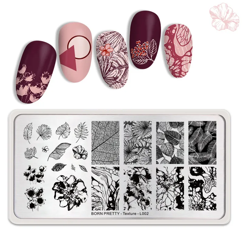 Texture - L002 От BORN PRETTY-прямоугольник пластины для стемпинга ногтей обувь с украшениями в виде цветков и бабочек с разными рисунками Nail Art Image Дизайн Инструменты штамп для реболла - Цвет: Texture - L002