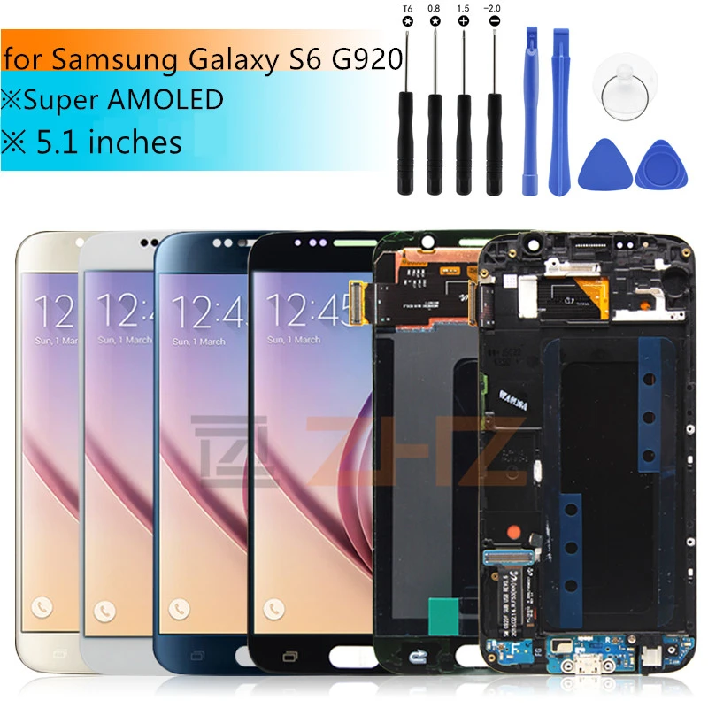 lcd display for samsung galaxy s6 lcd screen display touch digitizer with frame for G920 G920f for samsung s6 lcd repair parts