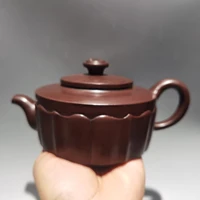 7chinese yixing zisha pottery hand carved flowerpot purple mud teapot pot tea maker office ornaments