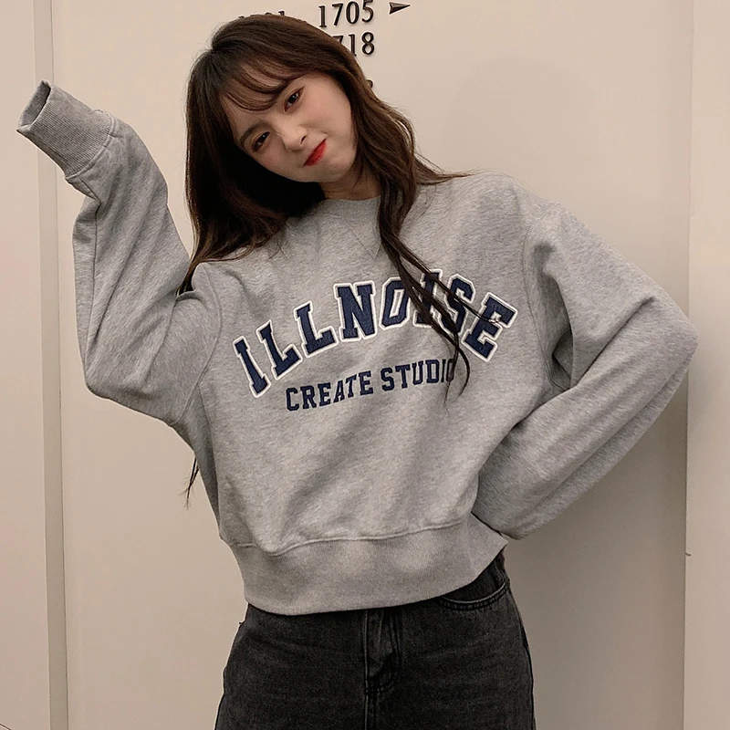 Корейский Осенний Модный женский хлопковый свитшот в стиле Харадзюку свободный