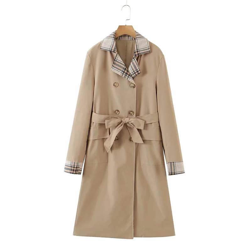 

Ветровка PUWD женская с поясом, Элегантный Модный приталенный тренчкот цвета хаки на завязках, шикарная верхняя одежда с карманами, осень 2021