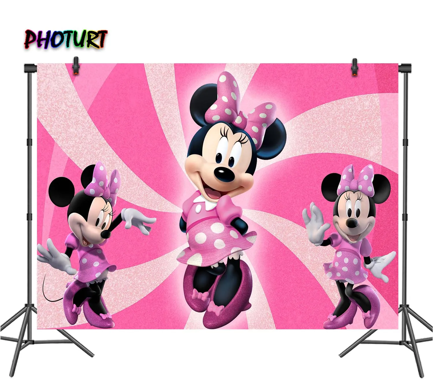 Фотофон с Минни Маус для девочек декорация на день рождения розовый виниловый