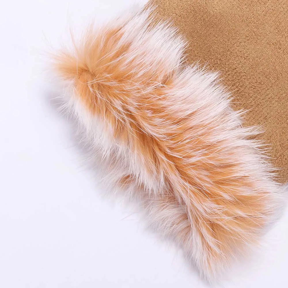 Меховые кожаные перчатки без пальцев на запястье женские подарок кролика Новые