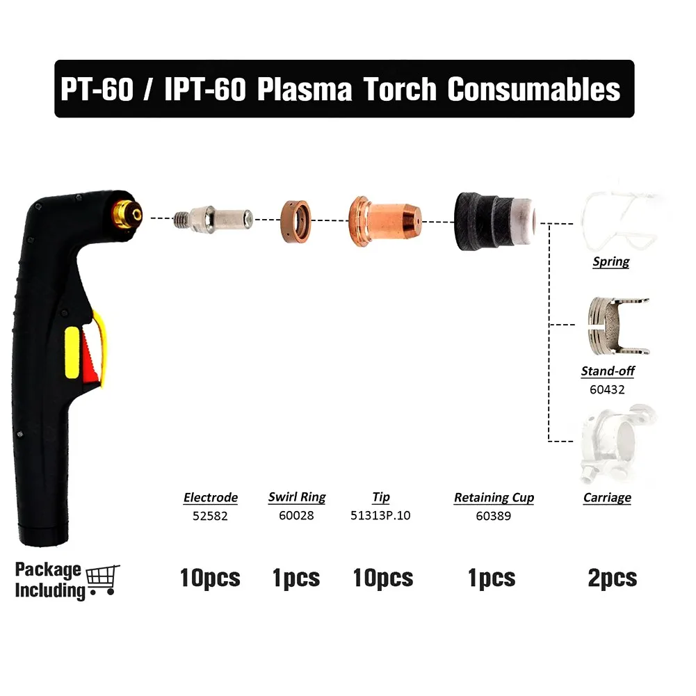 

1.0mm Plasma Electrode Tip Shield Spacer 24pcs Accessories Equipement IPT60