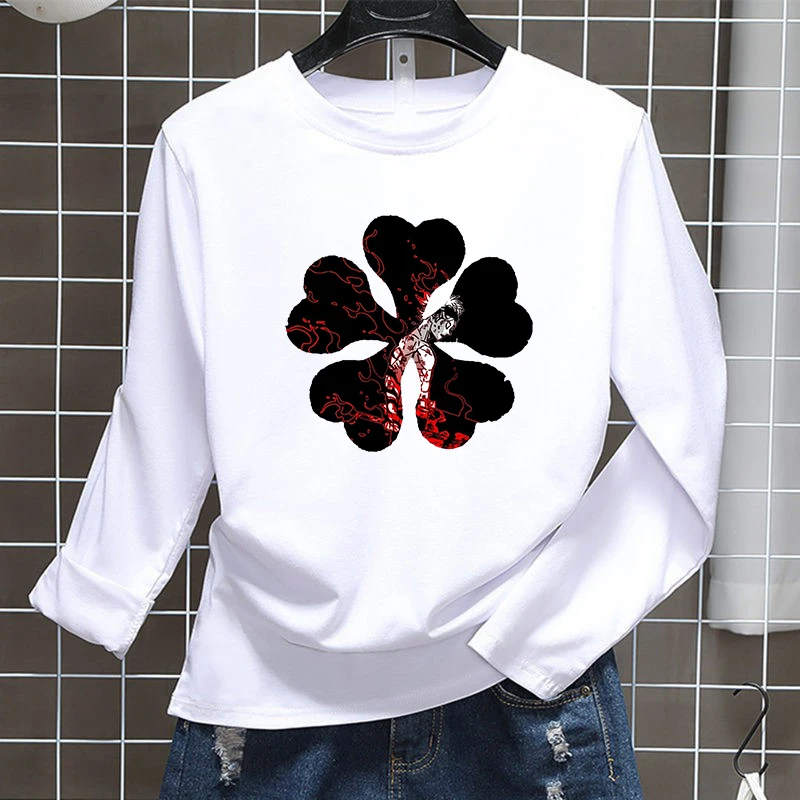 

Hot Japan Anime Black Clover T Shirt Women Long Sleeve Tops Cartoon Graphic Tee Fashion Cotton Plus Size T-shirt Harajuku Tshirt