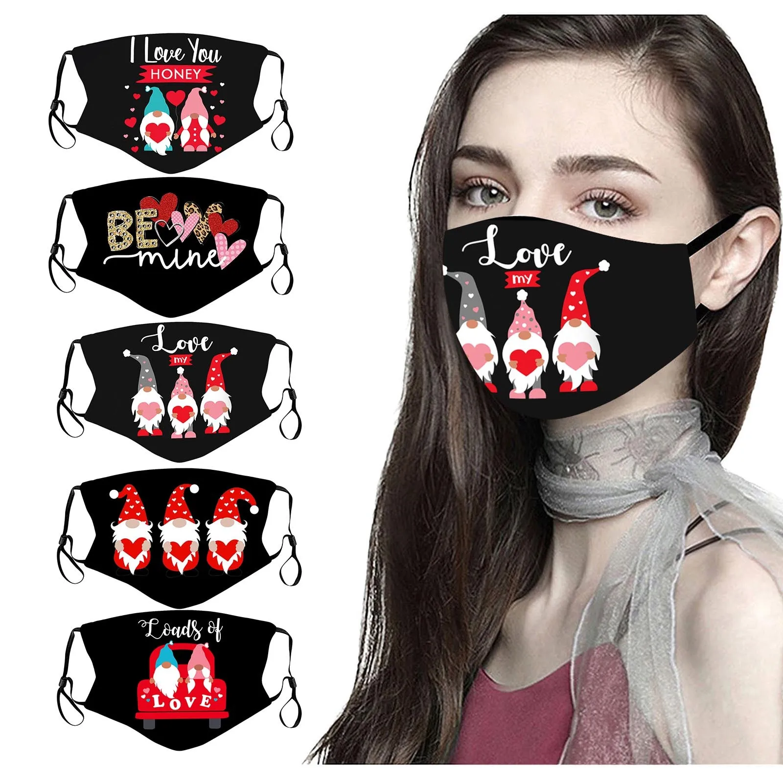 

Тканевая маска для лица с цветочным принтом для взрослых на День святого Валентина ветрозащитная защитная маска для косплея на Хэллоуин