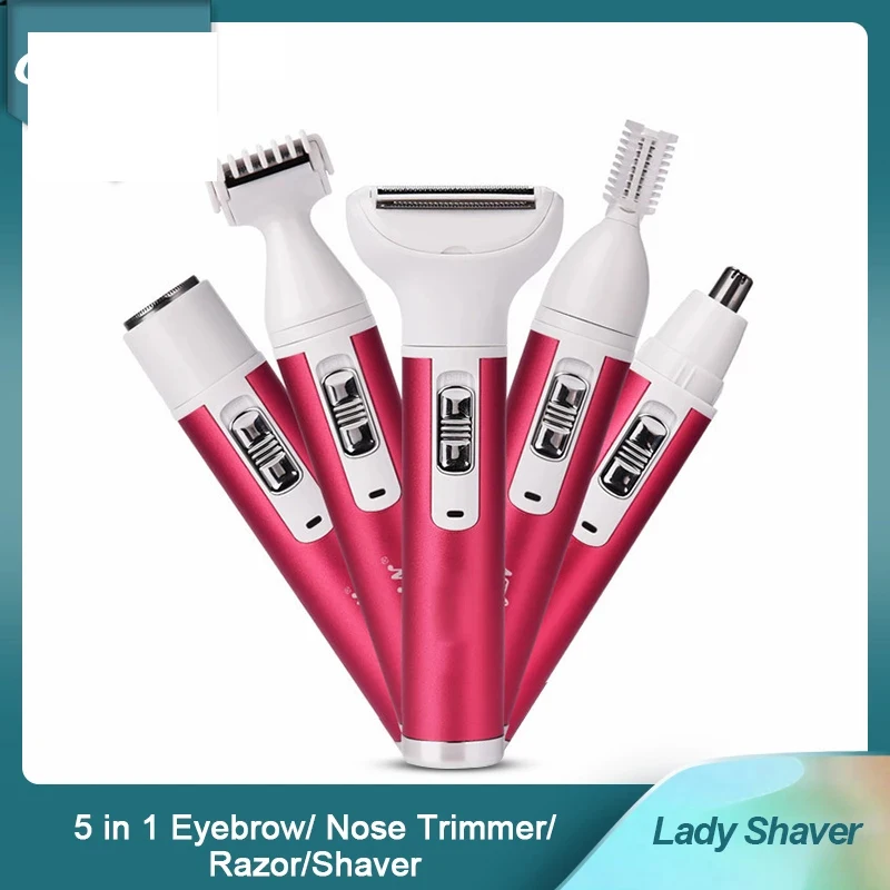 

5 IN 1 Electric Hair Remover Portable Lady Shaver Nose Hair Trimmer Eyebrow Shaper Facial Body Trimmer Epilator Home Use Devices
