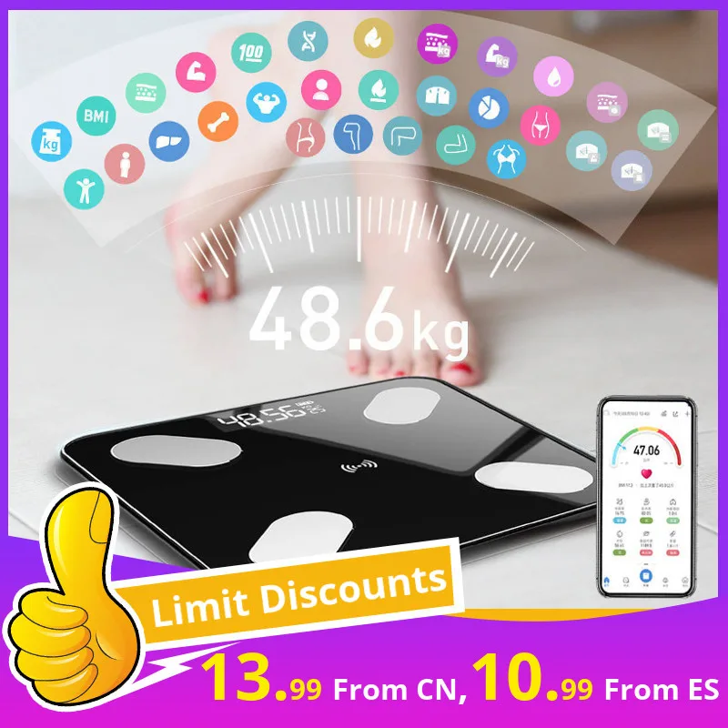 Bluetooth Весы для жира Умные электронные весы BMI Светодиодные цифровые ванной