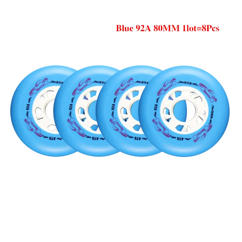 Blue 80mm 8pcs 92A Slide 80 76 72 мм встроенные колеса для роликовых коньков для слалома Slide обувь для катания на коньках для детей и взрослых для SEBA Powerslide LZ72 - Цвет: Blue 80mm 8pcs