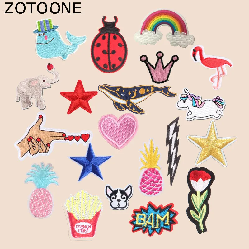 ZOTOONE животные нашивки в форме единорога цветок сердце наклейки с Фламинго железо на одежду теплопередача аппликация вышитая ткань G